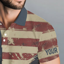Load image into Gallery viewer, Personalized Vintage Eagle American flag Golf Polo Shirts For Men Custom Patriotic Mens Golf shirts NQS9632