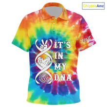 Load image into Gallery viewer, Kid golf polo shirts colorful tie dye pattern custom It's in my DNA peace love golf top for Kid NQS10391