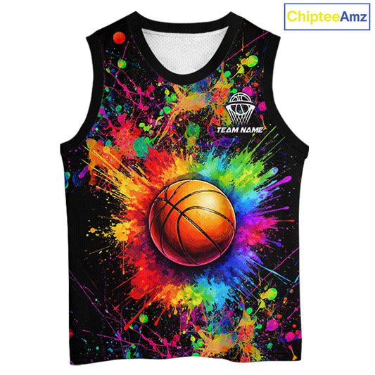 Colorful watercolor Basketball Shirts Custom Basketball jerseys for team, Basketball league shirts NQS11398