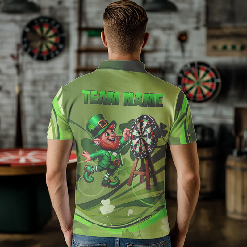 Green shamrock Lucky Dart Polo, Quarter Zip Shirt For Men Custom St Patrick Day Dart Jerseys For Team NQS9329