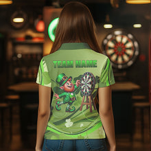 Load image into Gallery viewer, Green shamrock Lucky Dart Polo, Quarter Zip Shirt For Women Custom St Patrick Day Dart Jersey For Team NQS9329