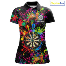 Load image into Gallery viewer, Colorful watercolor Dartboard Shirt for Women Custom Dart jerseys for team, dart league shirts NQS11397