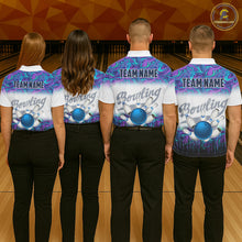 Load image into Gallery viewer, Mens Bowling polo shirts Custom blue purple marble pattern bowling Team Jerseys, gift for bowlers NQS7141