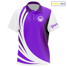 Load image into Gallery viewer, Kid golf polo shirts custom name purple and white golf shirt, team golf shirts for Kid NQS9845