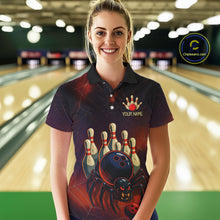 Load image into Gallery viewer, Personalized Funny Angry Spider Bowling Team Polo, 1/4 Zip Shirts For Women, Spider Bowling Jerseys NQS11204