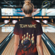 Load image into Gallery viewer, Personalized Funny Angry Spider Bowling Team Polo, 1/4 Zip Shirts For Women, Spider Bowling Jerseys NQS11204