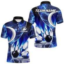 Load image into Gallery viewer, Blue Light pattern Bowling Polo, Quarter Zip shirts for men Custom Bowling Team League Jerseys NQS9340