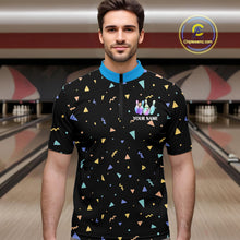 Load image into Gallery viewer, Hologram colors geometric pattern Black Bowling Shirts for Men Custom Team Bowling League Jersey NQS11607