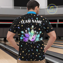 Load image into Gallery viewer, Hologram colors geometric pattern Black Bowling Shirts for Men Custom Team Bowling League Jersey NQS11607