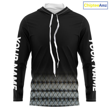 Striped Bass scales fishing Custom black long sleeve Fishing Shirt, Striper Fishing jerseys NQS10083
