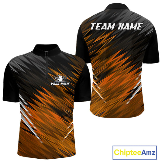 Orange and Black Bowling Shirts For Men Custom Name and Team name  Bowling Jerseys Bowlers Outfit NQS11002
