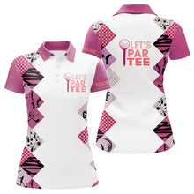 Load image into Gallery viewer, Pink and White Women golf polo shirts custom Let's par tee golf tops for ladies golfing gifts jersey NQS9136