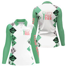 Load image into Gallery viewer, Green and White Women golf polo shirts custom Let's par tee golf tops for ladies golfing gifts jersey NQS9137