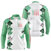 Load image into Gallery viewer, Green and White Mens Golf Polo Shirts custom Let's par tee golf tops for men golfing gifts NQS9137