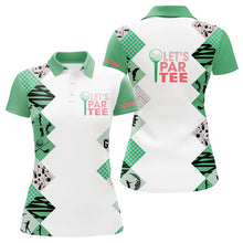 Load image into Gallery viewer, Green and White Women golf polo shirts custom Let's par tee golf tops for ladies golfing gifts jersey NQS9137