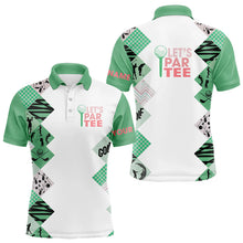 Load image into Gallery viewer, Green and White Mens Golf Polo Shirts custom Let's par tee golf tops for men golfing gifts NQS9137