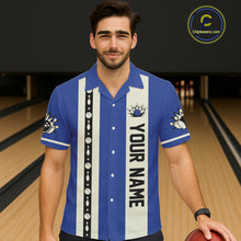 Load image into Gallery viewer, Blue Retro Bowling Hawaiian Shirt Custom Vintage Bowling Team Button up shirts NQS11212