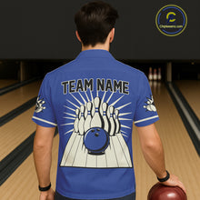 Load image into Gallery viewer, Blue Retro Bowling Hawaiian Shirt Custom Vintage Bowling Team Button up shirts NQS11212