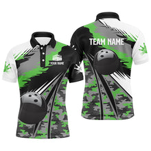 Load image into Gallery viewer, Custom black bowling shirt for bowling – personalized team jersey front view