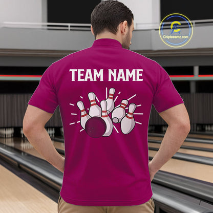 Retro Pink argyle pattern Bowling shirts For Men custom bowling team jerseys Bowler Outfits NQS10403