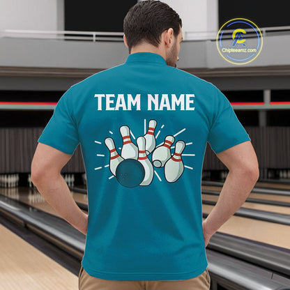 Retro Cyan Blue argyle pattern Bowling shirts For Men custom bowling team jerseys Bowler Outfits NQS10404