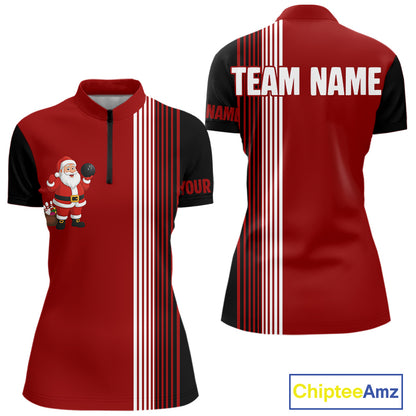 Retro Black & Red Christmas Santa Bowling shirts For Women custom bowling team jerseys Bowler Outfits NQS11011
