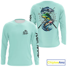 Load image into Gallery viewer, Personalized offshore Fishing jerseys, Mahi mahi, Wahoo, Tuna tournament fishing shirts | Light Green NQS11219