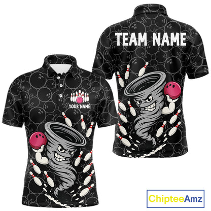 Funny storm tornado Black Camo Bowling Polo, 1/4 Zip Shirts For men Custom Bowling Team Jerseys NQS11224