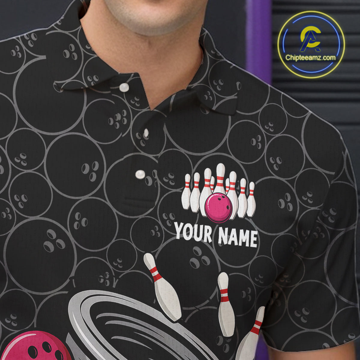 Funny storm tornado Black Camo Bowling Polo, 1/4 Zip Shirts For men Custom Bowling Team Jerseys NQS11224