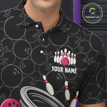 Funny storm tornado Black Camo Bowling Polo, 1/4 Zip Shirts For men Custom Bowling Team Jerseys NQS11224