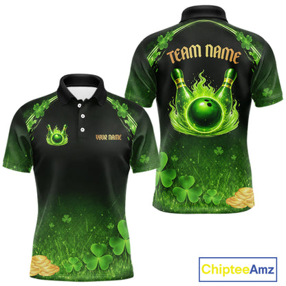 Green flame shamrock St Patrick's Day bowling shirts for men custom team bowling league jerseys NQS11412