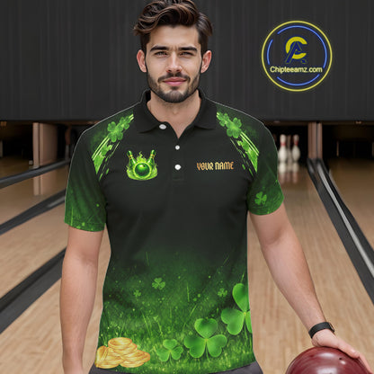 Green flame shamrock St Patrick's Day bowling shirts for men custom team bowling league jerseys NQS11412