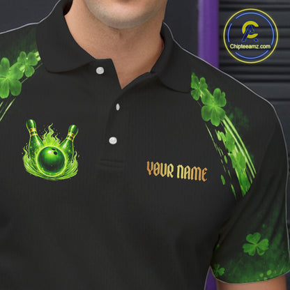 Green flame shamrock St Patrick's Day bowling shirts for men custom team bowling league jerseys NQS11412