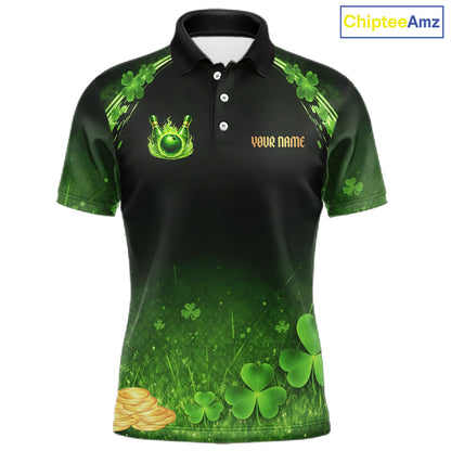 Green flame shamrock St Patrick's Day bowling shirts for men custom team bowling league jerseys NQS11412