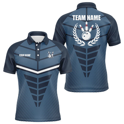 Navy Blue Bowling Team league jerseys custom Men Bowling Polo Shirt, gifts for bowling team NQS7444