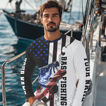 Load image into Gallery viewer, Personalized Largemouth Bass Fishing jerseys American flag Bass Long Sleeve Fishing tournament shirts NQS3723