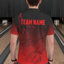 Load image into Gallery viewer, Black and Red gradient Lightning thunder storm Bowling shirts for Men Custom Bowling Team Jerseys NQS9353