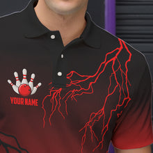 Load image into Gallery viewer, Black and Red gradient Lightning thunder storm Bowling shirts for Men Custom Bowling Team Jerseys NQS9353