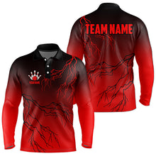 Load image into Gallery viewer, Black and Red gradient Lightning thunder storm Bowling shirts for Men Custom Bowling Team Jerseys NQS9353