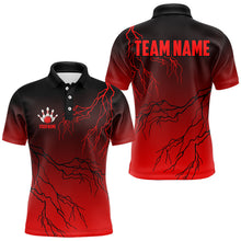 Load image into Gallery viewer, Black and Red gradient Lightning thunder storm Bowling shirts for Men Custom Bowling Team Jerseys NQS9353