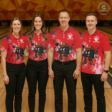 Load image into Gallery viewer, Custom Funny Cowboy Gunster Bowling Polo, 1/4 zip Shirts For Women, Bowling Team League Jerseys | Red NQS11625