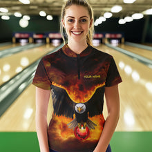 Load image into Gallery viewer, Personalized Flame Eagle Custom Bowling Team Shirts For Women, Fire Eagle Bowling League Jersey NQS9512