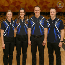 Load image into Gallery viewer, Black and Blue Flame Bowling Shirts For Women, Team Bowling Shirts Custom bowling attire for ladies NQS11634