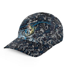 Load image into Gallery viewer, Custom Bass Fishing Camo Baseball Angler Hat Cap, Personalized Bass Fishing Team Hat with Names NQS9951
