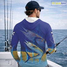 Load image into Gallery viewer, Personalized Marlin fishing scales blue sun protection fishing shirts, Custom Marlin fishing jerseys NQS11436