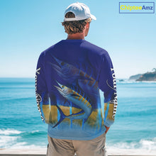 Load image into Gallery viewer, Personalized Marlin fishing scales blue sun protection fishing shirts, Custom Marlin fishing jerseys NQS11436