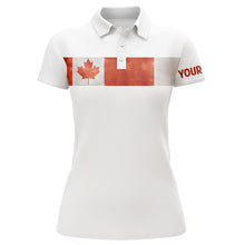 Load image into Gallery viewer, Canada flag white Womens golf polo shirts custom patriotic golf tops for womens, golf gifts NQS5935