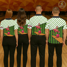 Load image into Gallery viewer, Green shamrock pattern flamingo Bowling shirts for Women Custom St Patrick's Day Team bowling outfit NQS11247