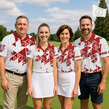 Load image into Gallery viewer, Funny Women golf polo shirts Red and white custom I was one under today, under a tree, bush, water NQS11637