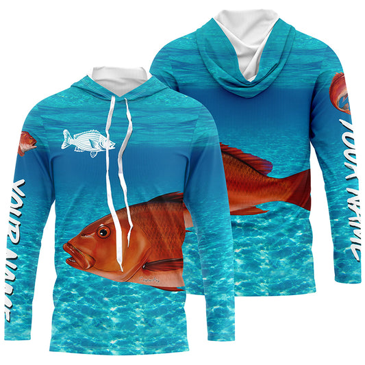 Red Snapper fishing blue water camo Custom sun protection long sleeve fishing shirt for men, women NQS5729